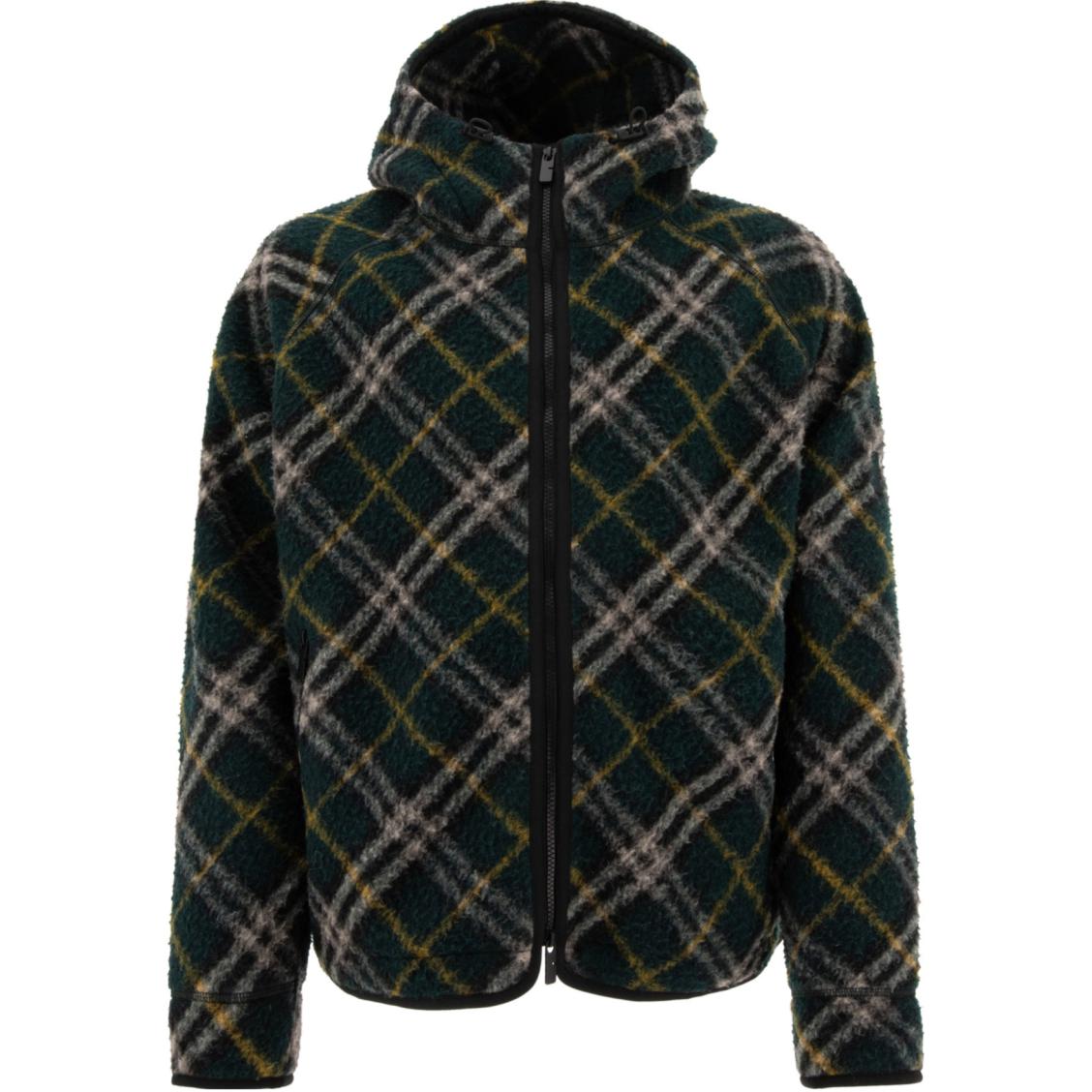 Order バーバリー FW24 チェック ジップアップ フーディージャケット ダークグリーン. 80914681