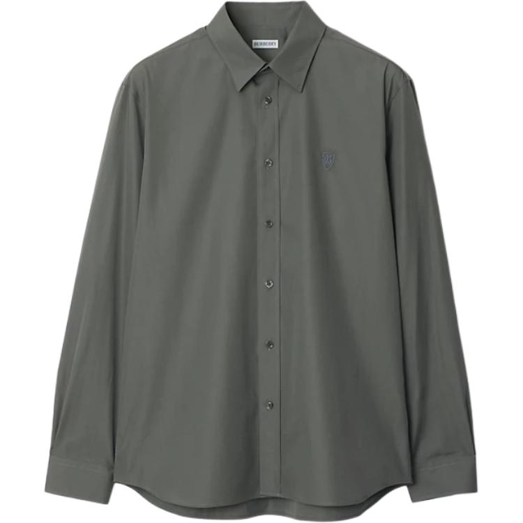 Burberry FW24  Embroidered Logo Button-Up Long-Sleeve Shirt Pebble. 80988391