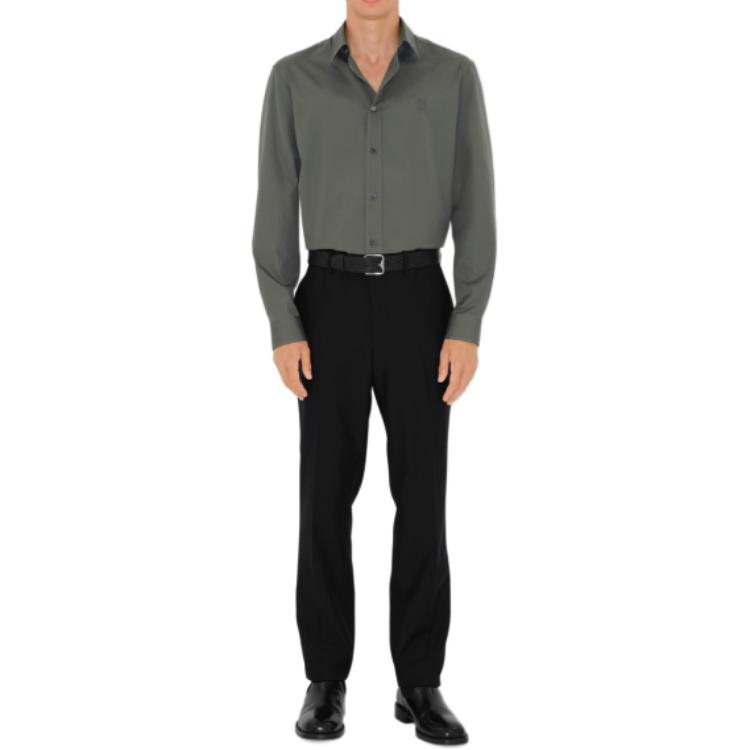 Lookbook 博柏利 FW24 刺绣标志长袖纽扣衬衫 石色。 80988391