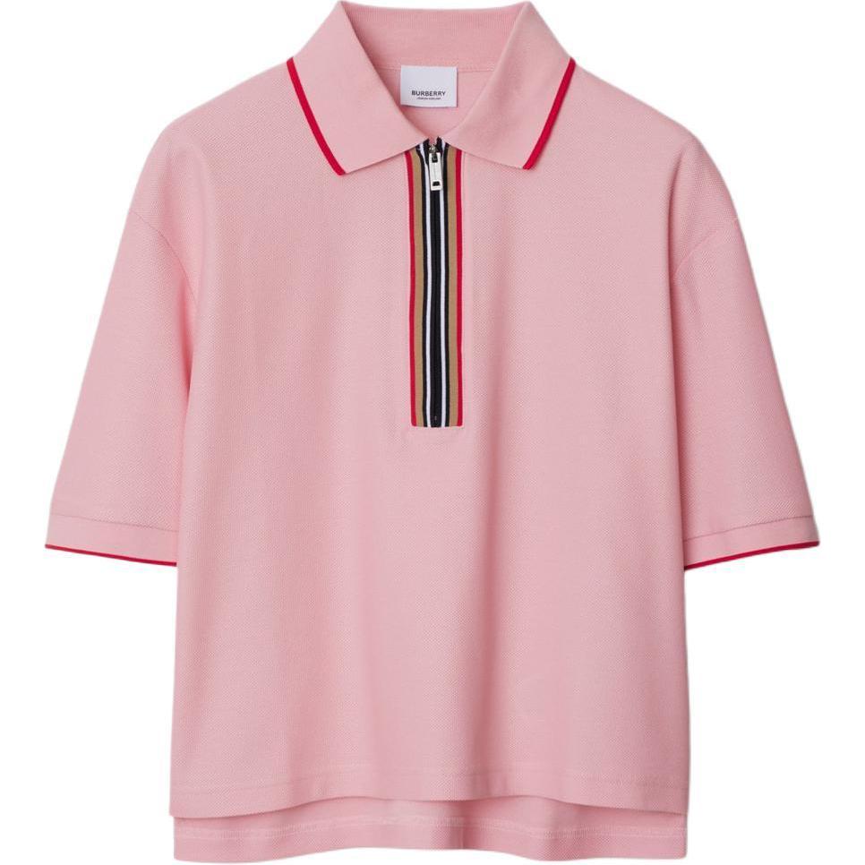 Burberry FW24  Oversized Solid Stripe Polo Shirt in Soft Pink. 80844271