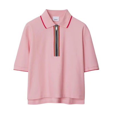 Burberry FW24 Oversized Solid Stripe Polo Shirt in Soft Pink. 80844271