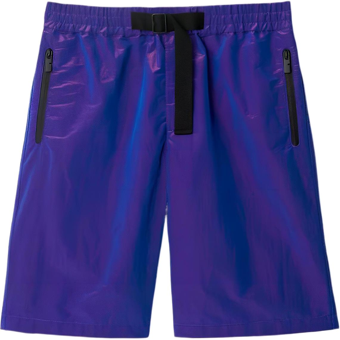Burberry FW24  Purple Glossy Crinkled Detail Zipper Casual Shorts 80896711