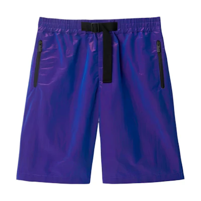 Burberry FW24 Purple Glossy Crinkled Detail Zipper Casual Shorts 80896711