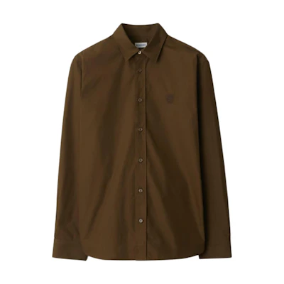Burberry FW24 Thorn-Colored Wide Collar Long Sleeve Button-Up Shirt. 80998441