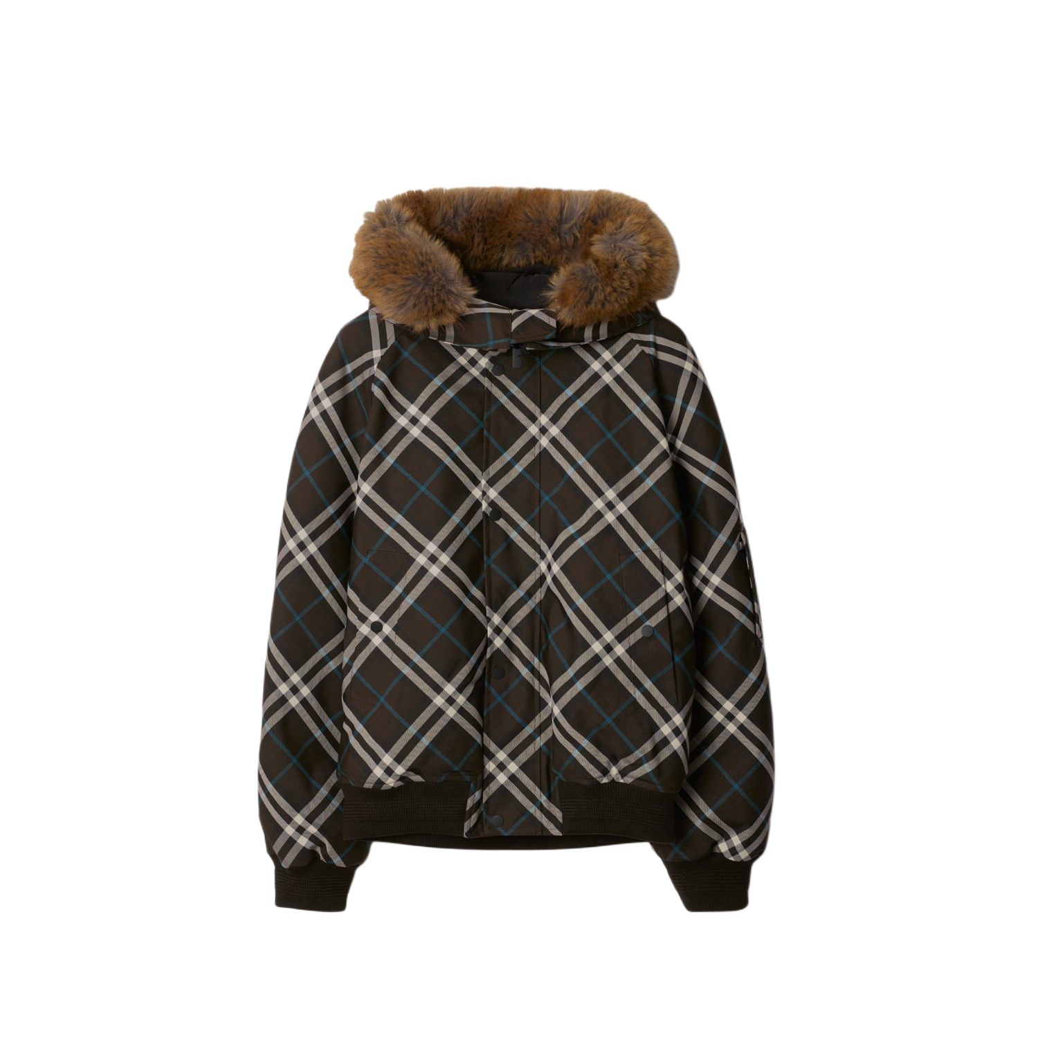 Order Burberry FW24 男款全版經典格紋連帽外套 黑色 80915941