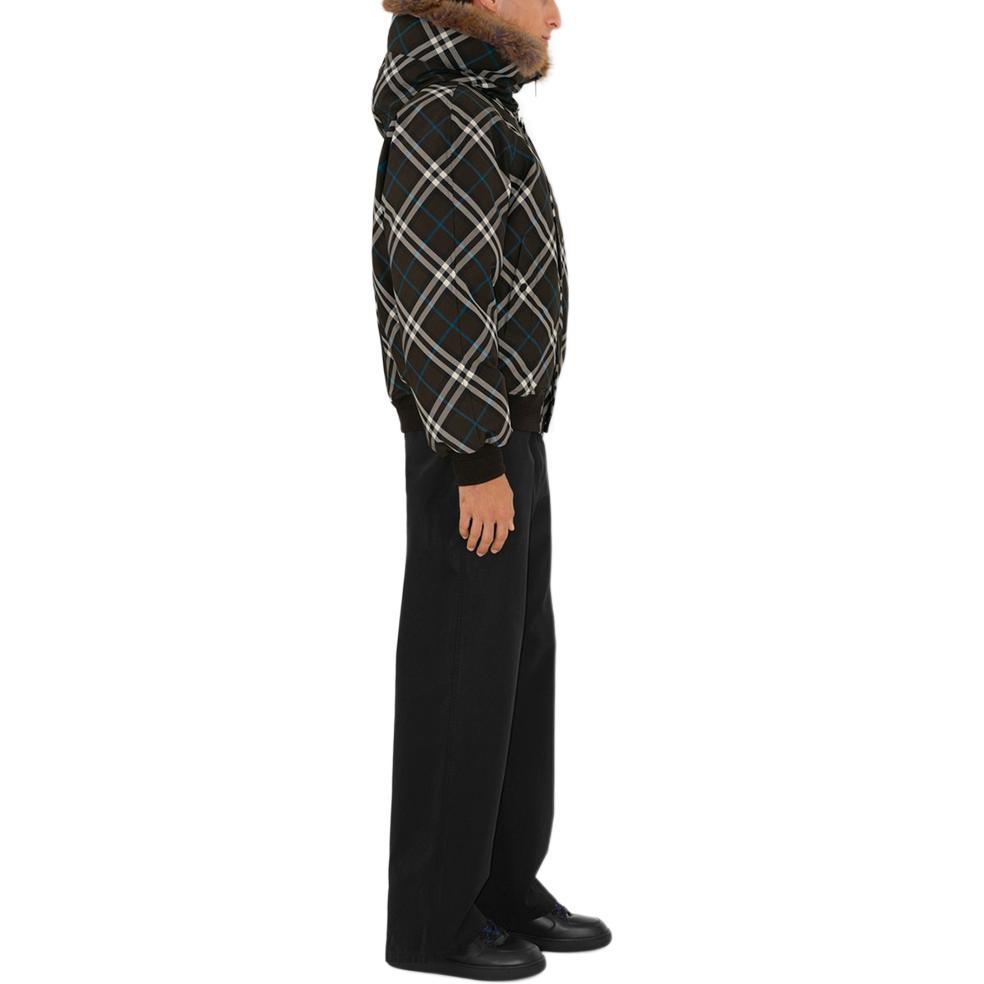 Sizing Burberry FW24 男款全版經典格紋連帽外套 黑色 80915941