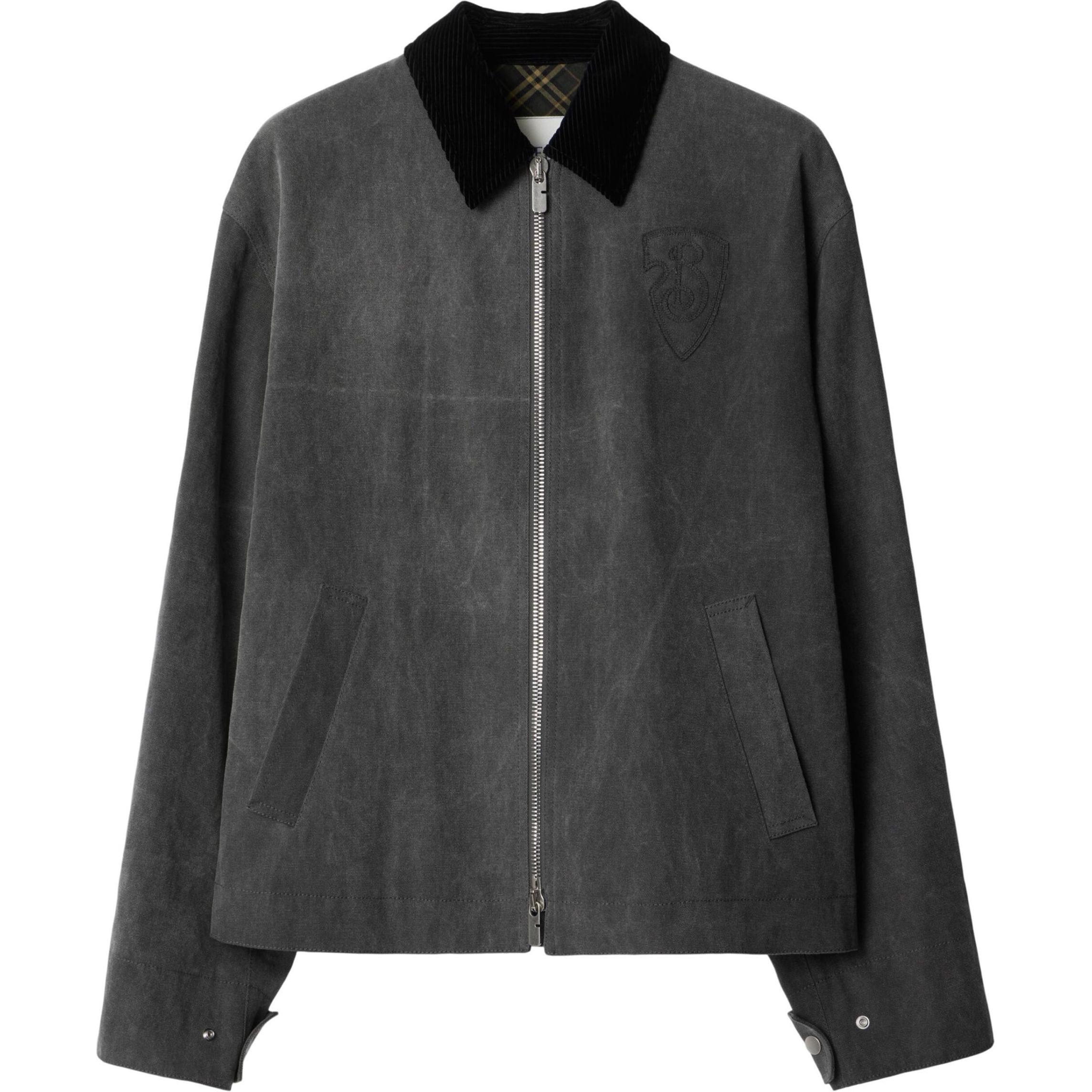 Burberry FW24 Black Logo Patch Zip-Up Long-Sleeve Jacket for Men. 80975551 圖 2