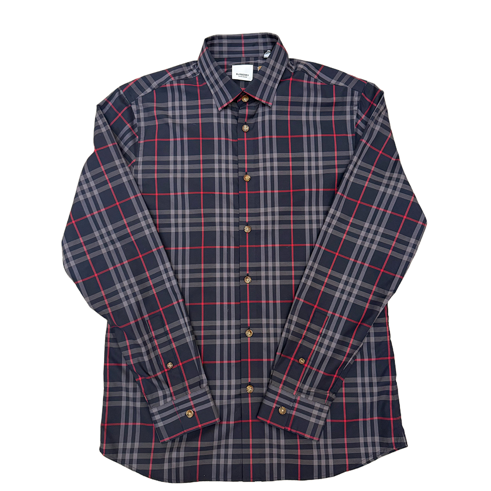 Burberry FW24 Check Long Sleeve Shirt Blue 80928961 圖 2