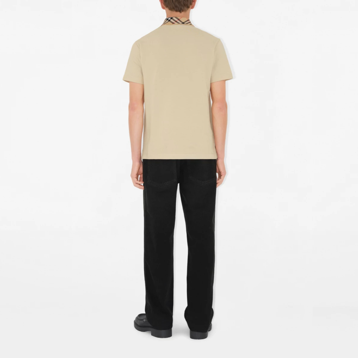 Shop 博柏利 FW24 格纹拼接棉质男士短袖POLO衫 榛果色. 81038641