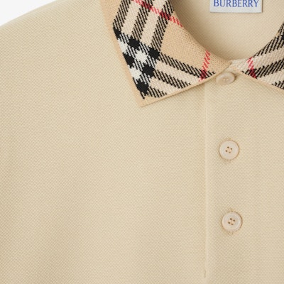 バーバリー FW24 チェックパネル コットン 半袖 ポロシャツ メンズ ナツメグ 81038641 Details for バーバリー FW24 チェックパネル コットン 半袖 ポロシャツ メンズ ナツメグ 81038641