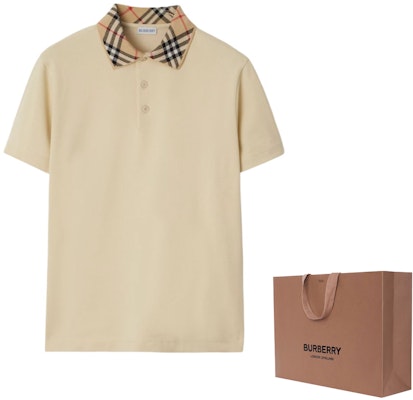バーバリー FW24 チェックパネル コットン 半袖 ポロシャツ メンズ ナツメグ 81038641 Sizing バーバリー FW24 チェックパネル コットン 半袖 ポロシャツ メンズ ナツメグ 81038641