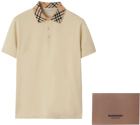 バーバリー FW24 チェックパネル コットン 半袖 ポロシャツ メンズ ナツメグ 81038641 Cheap バーバリー FW24 チェックパネル コットン 半袖 ポロシャツ メンズ ナツメグ 81038641