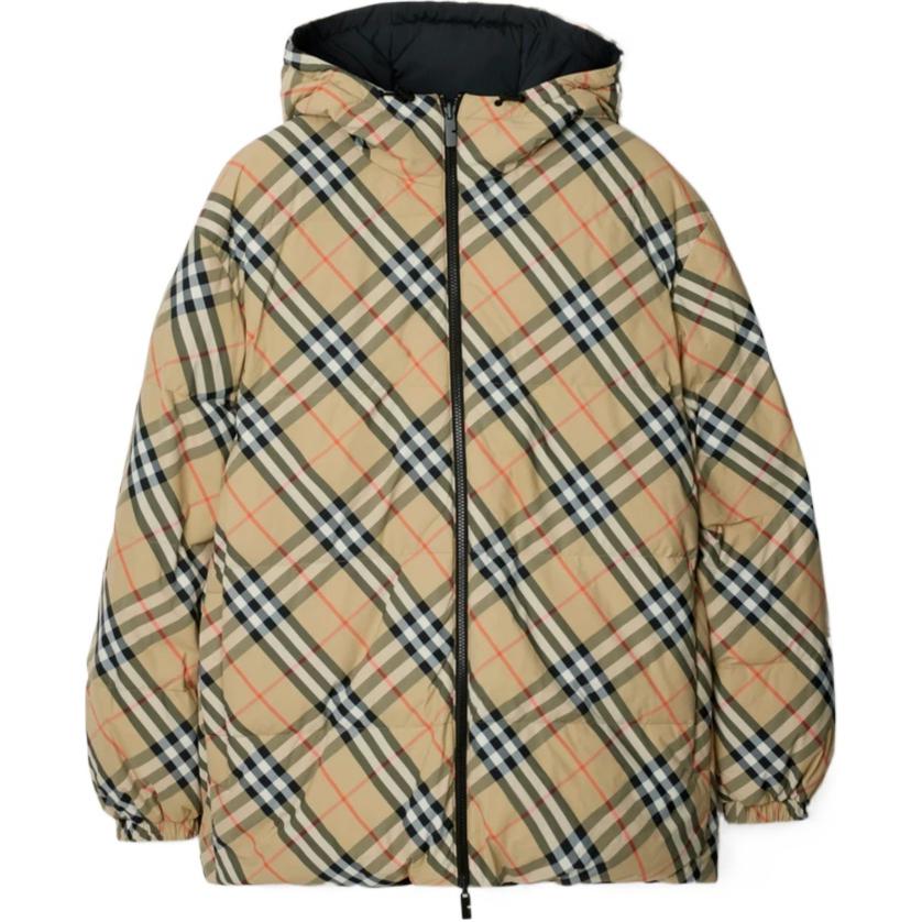 Order Burberry FW24 Check Print Reversible Zip Long Sleeve Down Jacket  Beige 80942371