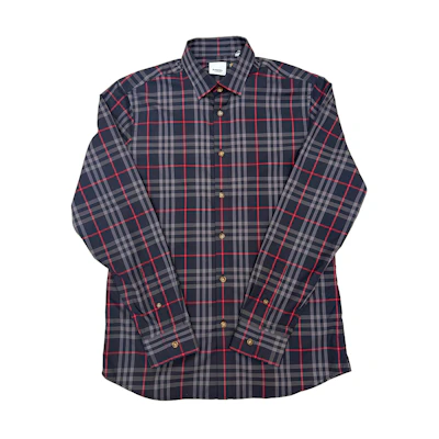Burberry FW24 Checkered Long-Sleeve Shirt Blue Fashion. 80842961