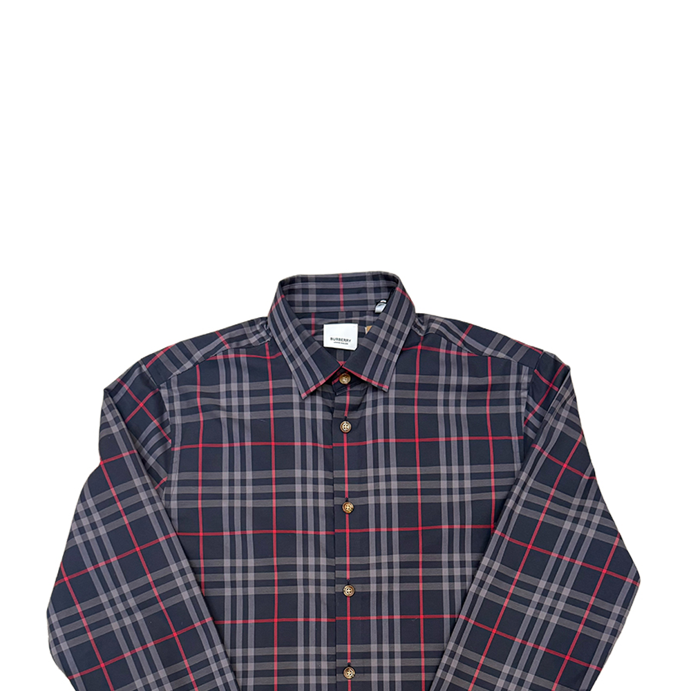 Burberry FW24 Checkered Long-Sleeve Shirt Blue  Fashion. 80842961 圖 4