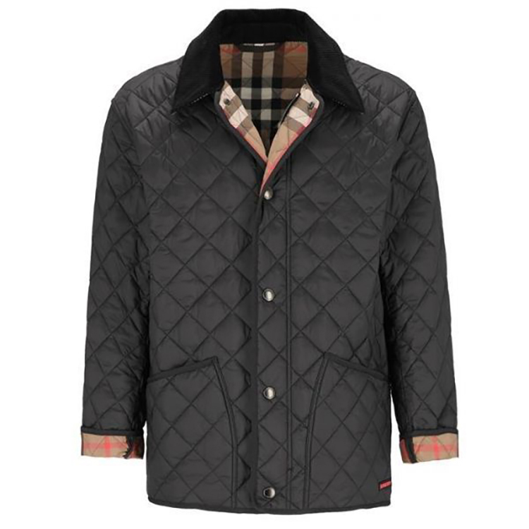 Burberry FW24 Diamond Quilted Classic Check Cotton Jacket Black . 80841891