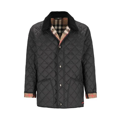 Burberry FW24 Diamond Quilted Classic Check Cotton Jacket Black . 80841891
