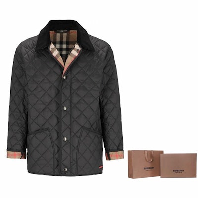 Burberry FW24 Diamond Quilted Classic Check Cotton Jacket Black . 80841891 6