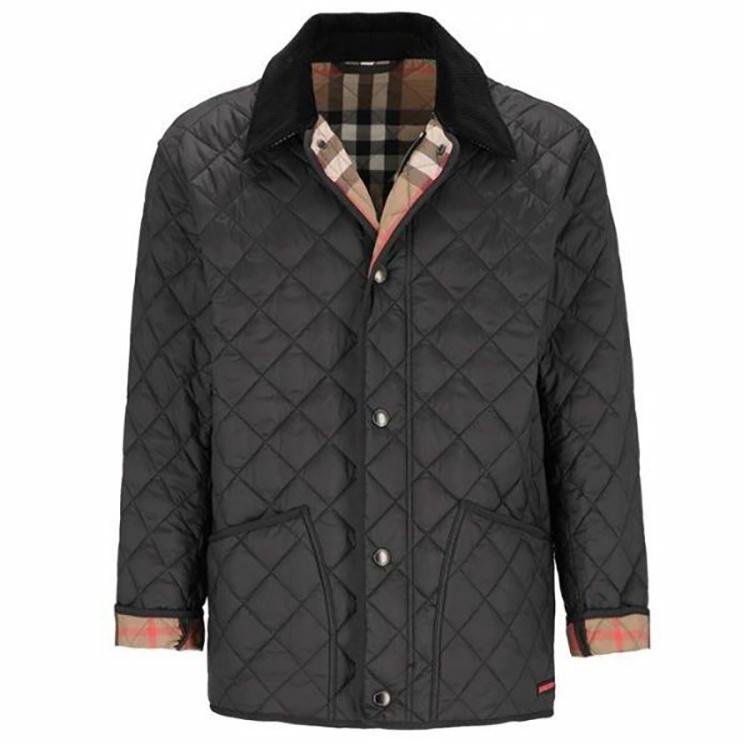 Order Chaqueta Negra Acolchada Diamante Burberry FW24 de Algodón con Cuadros Clásicos. 80841891