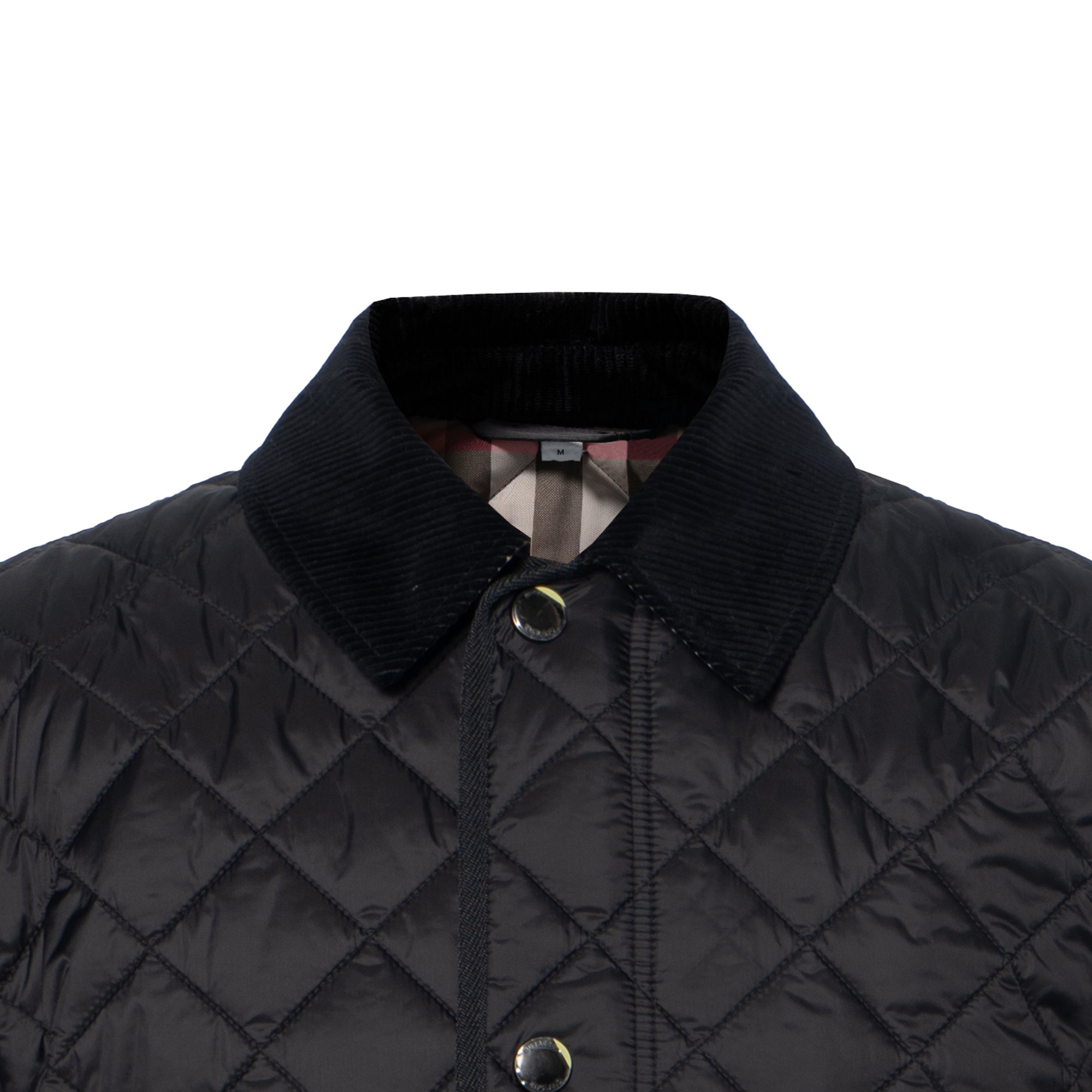 Cheap Chaqueta Negra Acolchada Diamante Burberry FW24 de Algodón con Cuadros Clásicos. 80841891