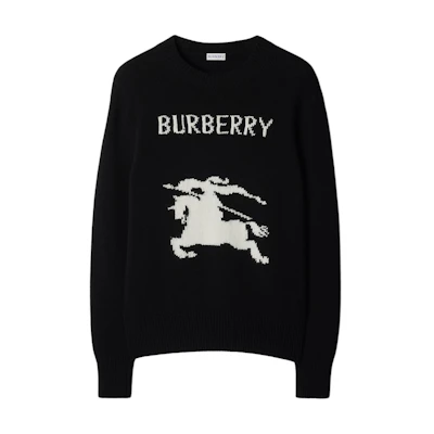 Burberry FW24 EKD Equestrian Logo Crewneck Sweater Black 81019521