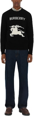 Burberry FW24 EKD Equestrian Logo Crewneck Sweater Black 81019521 Lookbook Burberry FW24 EKD Equestrian Logo Crewneck Sweater Black 81019521