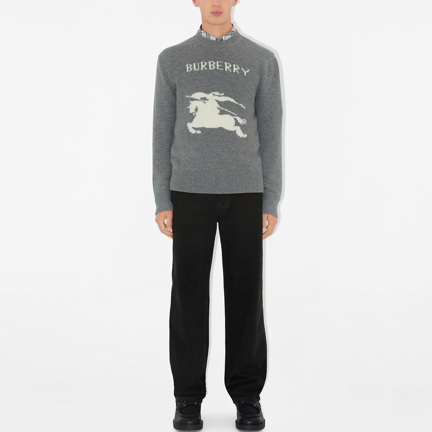 Burberry FW24 Equestrian Knight Crewneck Sweater Men’s Grey. 81048781 圖 3