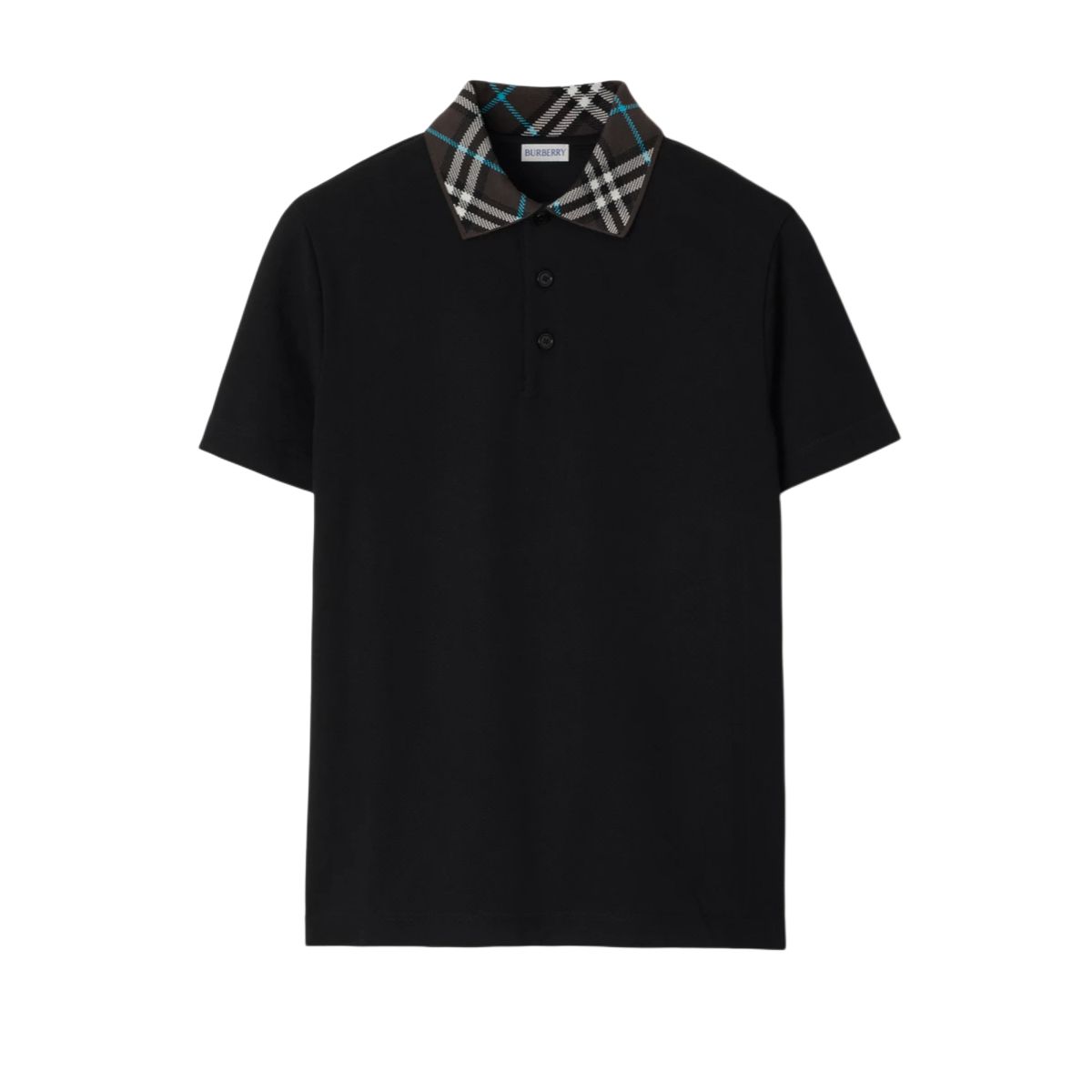 Burberry FW24 Slim Fit Check Collar Polo Shirt Black . 81038651