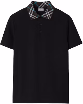 Burberry FW24 修身款格纹领黑色 Polo 衫 81038651 Buy Burberry FW24 修身款格纹领黑色 Polo 衫 81038651