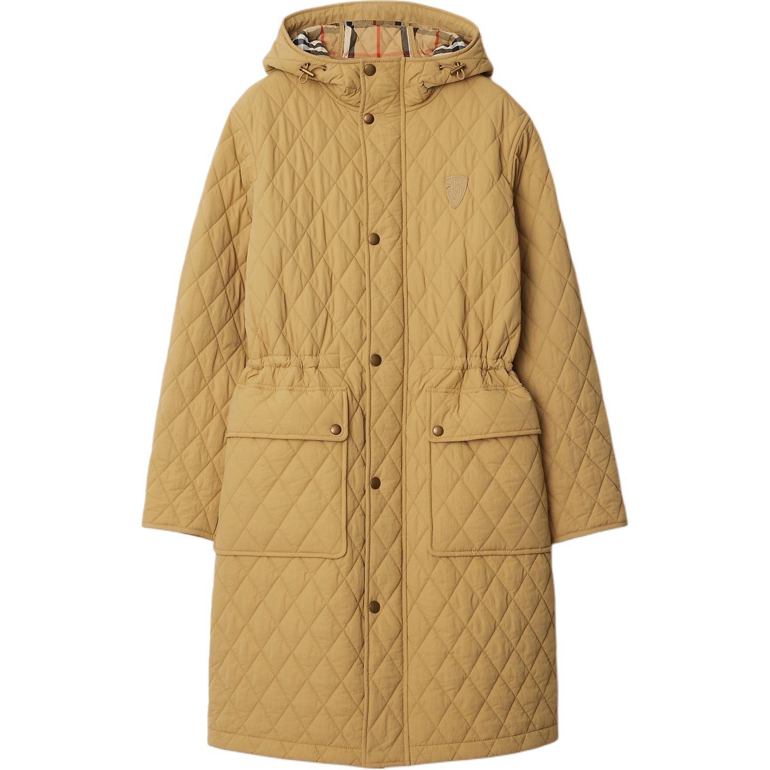 Burberry FW24 Solid Color Logo Patch Single-Breasted Cotton Jacket Women Beige. 80979971