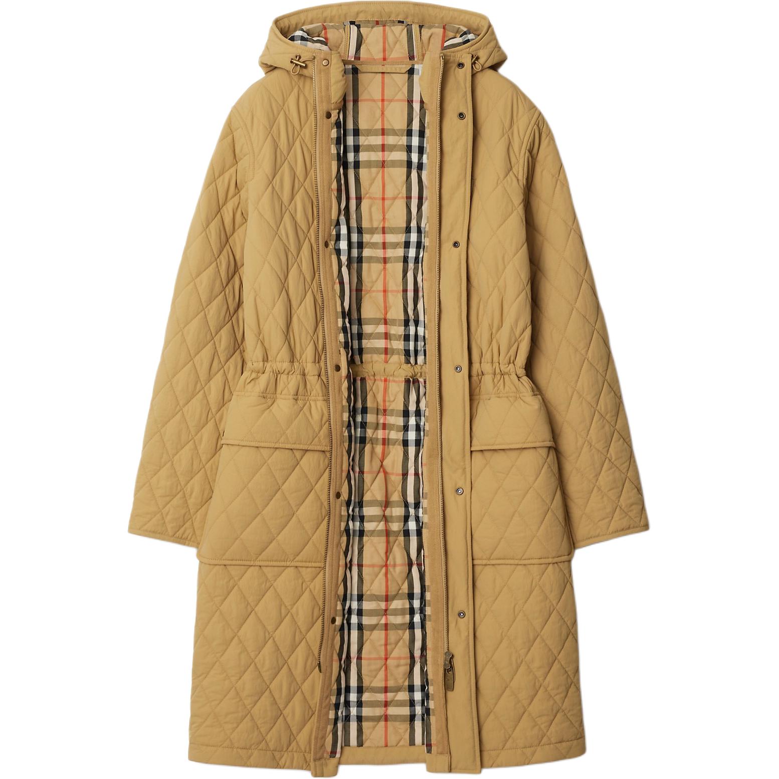 Burberry FW24 Solid Color Logo Patch Single-Breasted Cotton Jacket Women Beige. 80979971 圖 3