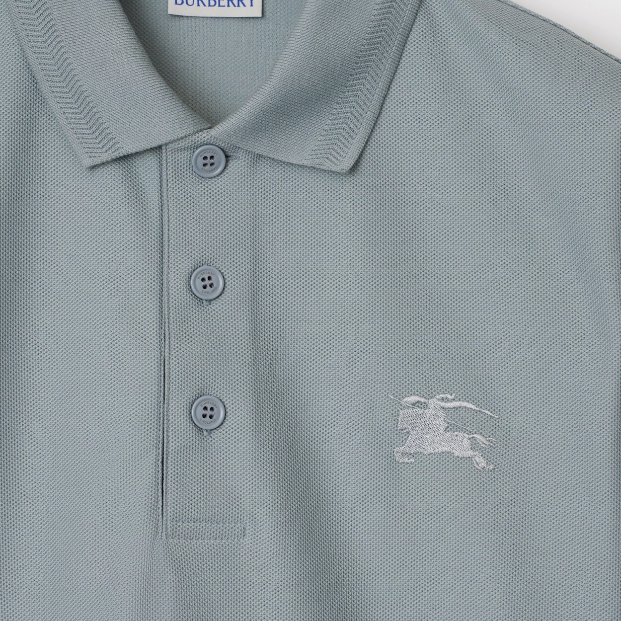 Burberry FW24 Solid Logo Embroidered Short Sleeve Polo Shirt Men Beige 80999381 圖 6