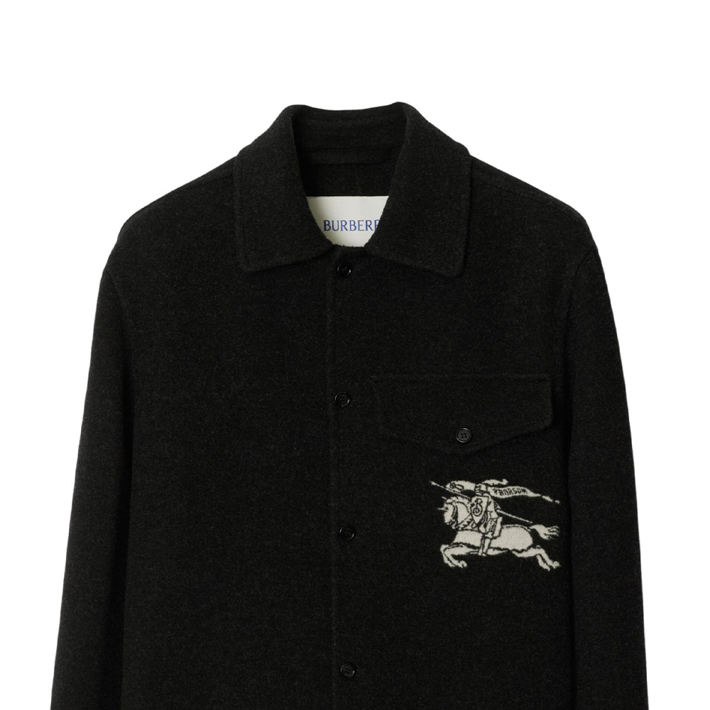 Details for Burberry FW24 條紋印花點領紐扣外套 男士 黑色 80952441