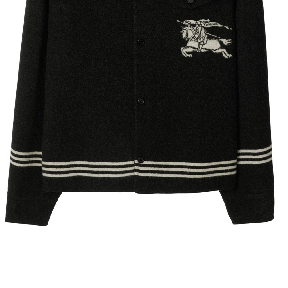 Sizing Burberry FW24 條紋印花點領紐扣外套 男士 黑色 80952441