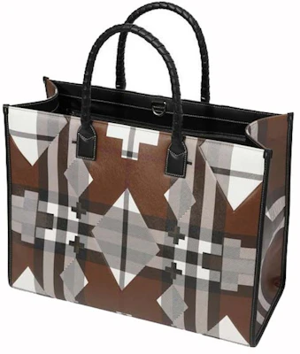 博柏利几何格纹托特包棕色 Order 博柏利几何格纹托特包棕色