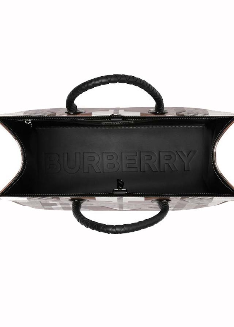 Lookbook 博柏利几何格纹托特包棕色