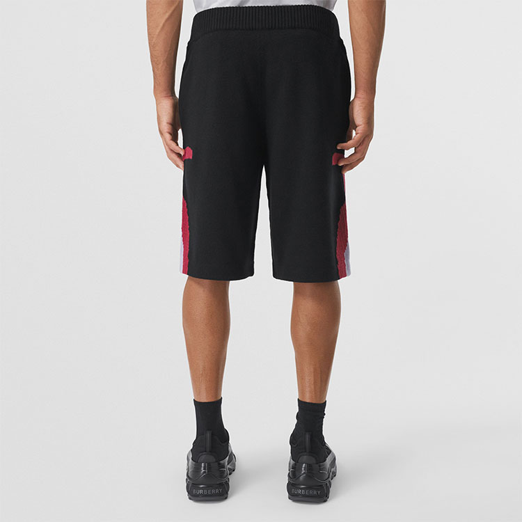 Purchase Burberry Geometric Pattern Knit Relaxed Fit Elastic Waist Shorts Black 80455141