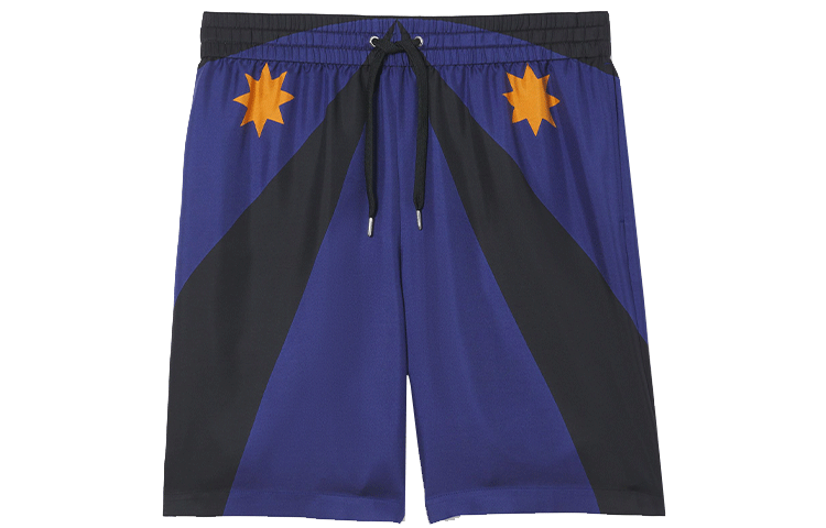 Burberry Geometric Print Silk Drawstring Shorts Bright Navy Blue 80455051 圖 2