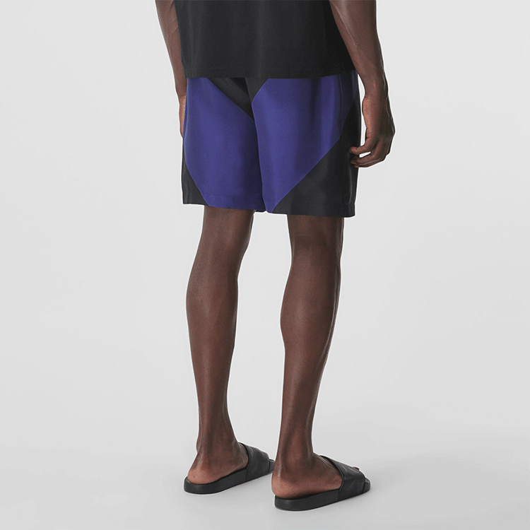 Burberry Geometric Print Silk Drawstring Shorts Bright Navy Blue 80455051 圖 4