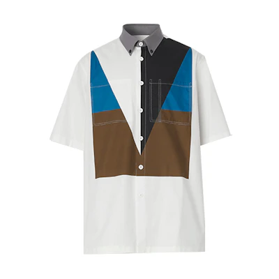 Burberry Geometric Print White Long-Sleeve Button-Up Shirt. 80454801