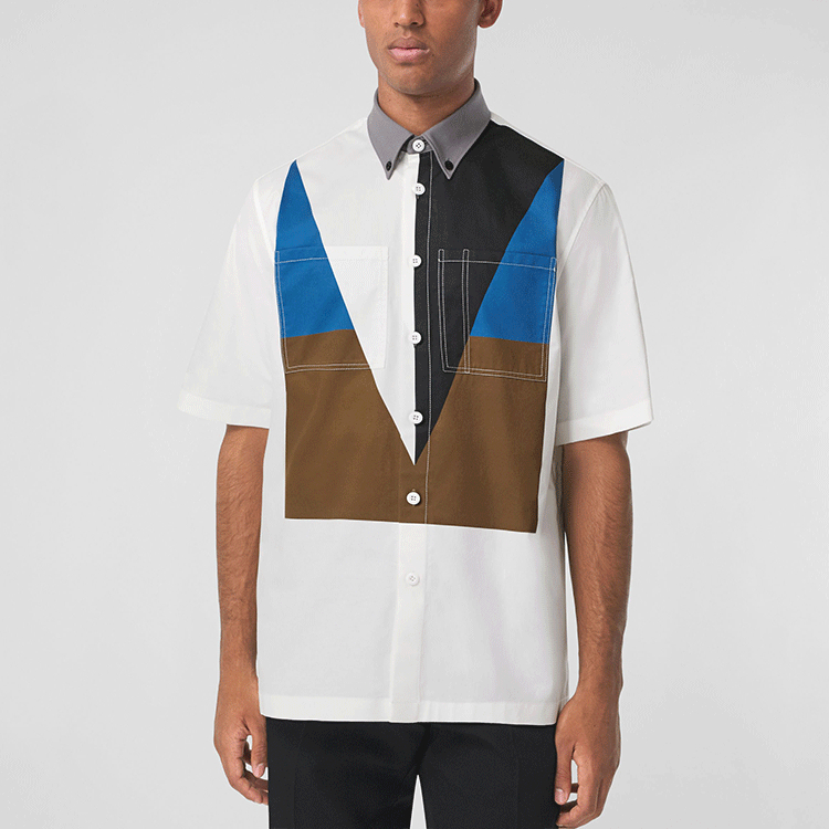 Burberry Geometric Print White Long-Sleeve Button-Up Shirt. 80454801 圖 4