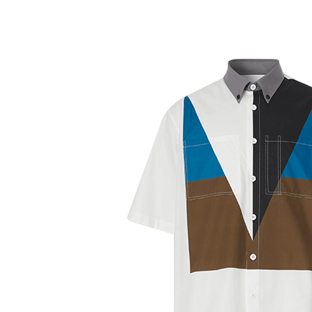 Burberry Geometric Print White Long-Sleeve Button-Up Shirt. 80454801 圖 6