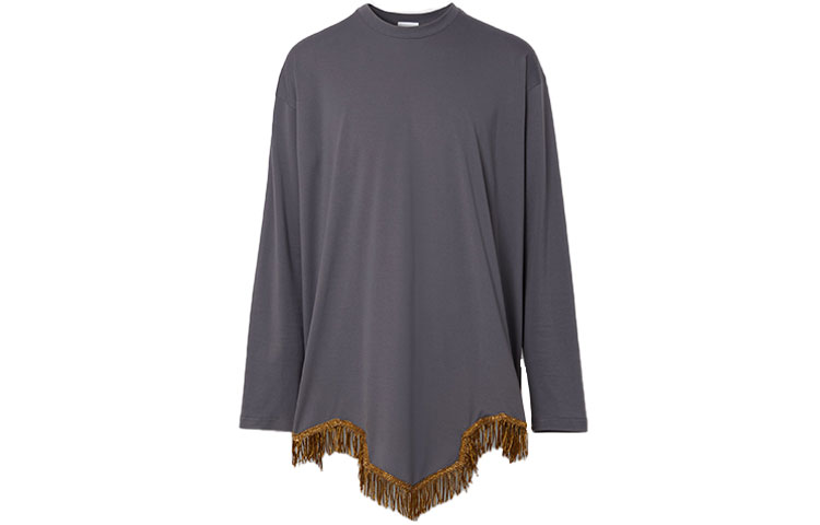 Burberry Gold Tassel Design Long-Sleeve Cotton T-Shirt for Men. 80454811