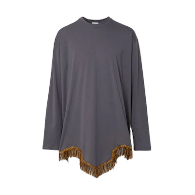 Burberry Gold Tassel Design Long-Sleeve Cotton T-Shirt for Men. 80454811