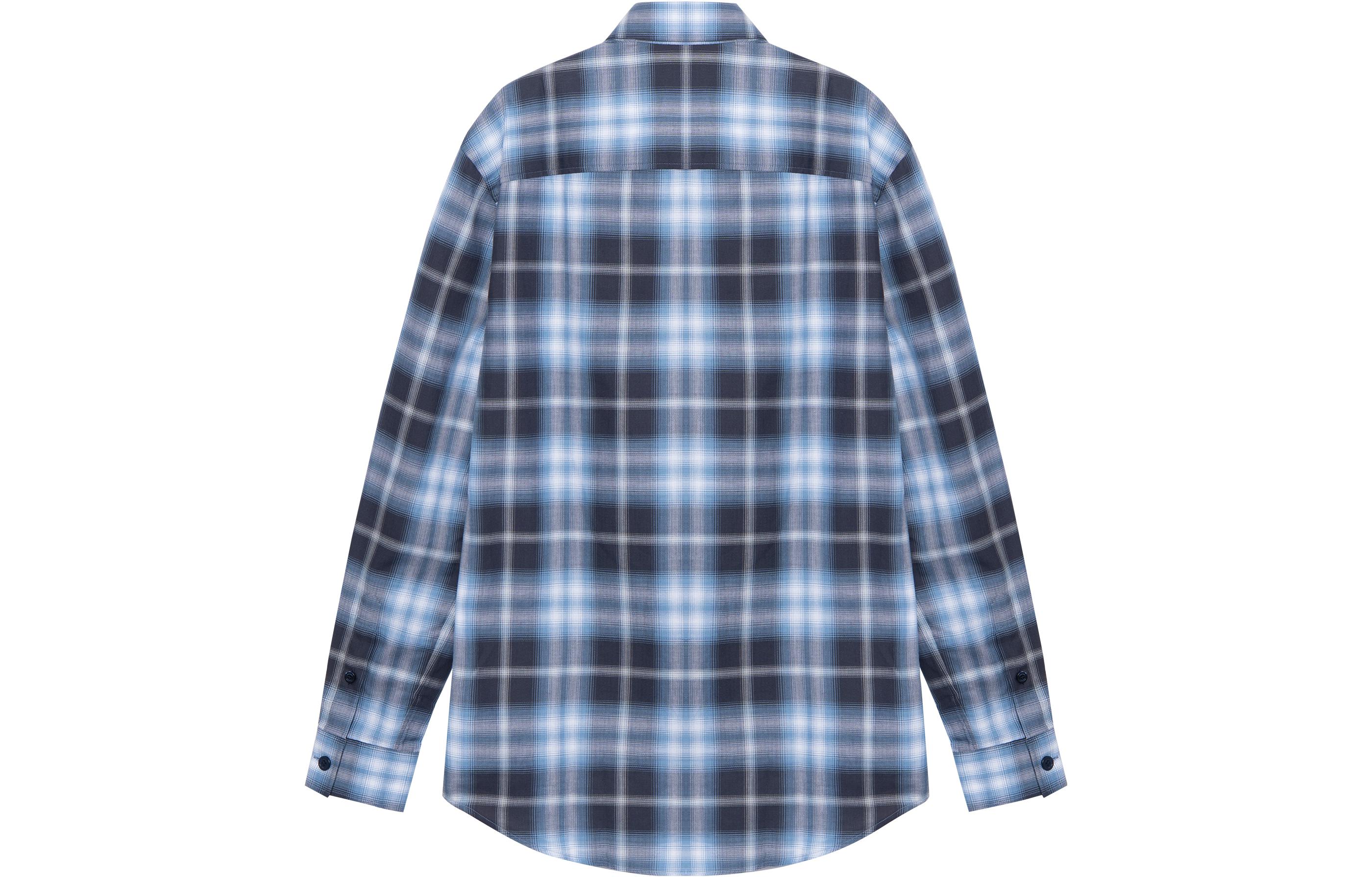 Burberry Gradient Plaid Shirt with Embroidered Logo - Blue 80367751 圖 3