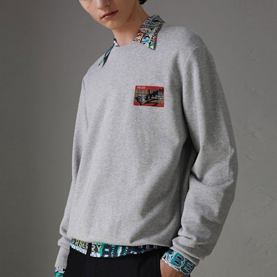 Sudadera Burberry Graffiti Logo Hombre Gris Claro Marl 80020361 Shop Sudadera Burberry Graffiti Logo Hombre Gris Claro Marl 80020361