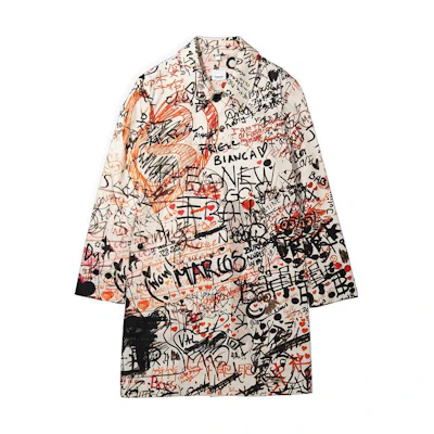 Burberry Graffiti Print Letter Collar Long-Sleeve Jacket Multicolor 80247371