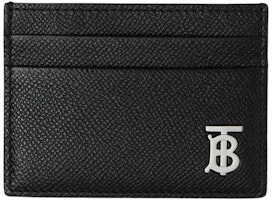 Burberry Grainy Leather TB Card Case Black/Silver-tone Burberry Grainy Leather TB Card Case Black/Silver-tone