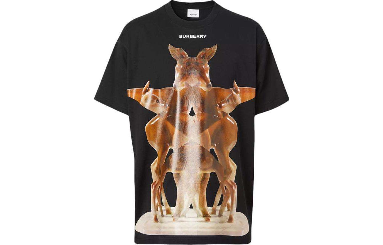 Burberry Graphic Print Crew Neck Short Sleeve T-Shirt Men - Black 8037056