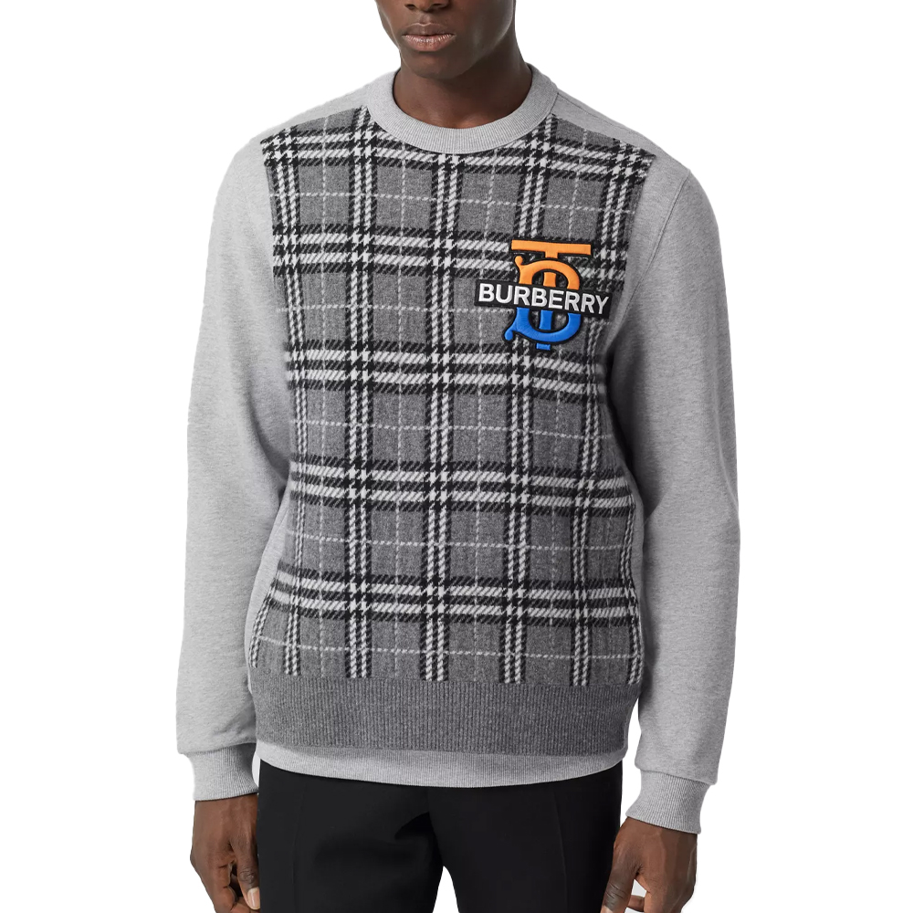 Purchase Burberry Gray Checkered Cashmere Knit Sweater 80330451